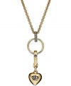 Juicy Couture's gorgeous gilded necklace will help you look positively regal. Featuring a crown-engraved heart pendant on a long chain. Crafted in gold tone mixed metal. Approximate length: 32 inches + 3-inch extender. Approximate drop: 2 inches.