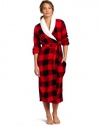 Dearfoams Women's Sherpa Shawl Printed Long Robe