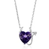 Sterling Silver CZ & Amethyst Heart Devil Pendant with 18 Chain