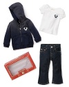 The perfect gift for your future jeans fan, this True Religion set features a cozy hoodie, cute tee and rugged Baby Billy jeans.