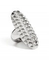 GUESS Silver-Tone Pyramid-Stud Shield Ring, SILVER