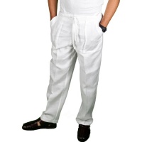 White Linen Drawstring pants for men