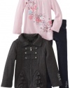 Calvin Klein Girls 2-6X Jacket With Pink Tee And Jean, Gray, 6