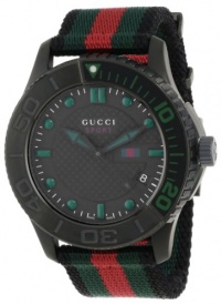 Gucci Men's YA126229 G-Timeless Dive Black Dial Nylon Strap Watch