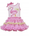 Rare Editions Baby Girls Pink Flamingo Tutu Dress, Pink , 2T