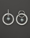 Lisa Nik Earth & Sea Pearl Trio Hoop Earrings with Diamonds