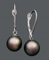 Capture a look that's exotic and elegant. Cultured Tahitian pearl drops (8-9 mm) shine in a 14k white gold leverback setting. Approximate drop: 1 inch.