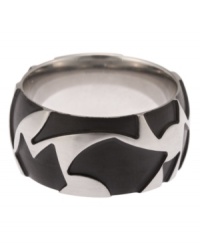 Perfect for the urban-minded man. This Simmons Jewelry Co. tattoo ring is crafted in stainless steel. Size 10-1/2.