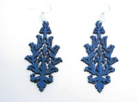 Aqua Marine Leaf Cluster Wooden Earrings