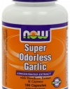 Now Foods Super Odorless Garlic 50mg Capsules, 180-Count