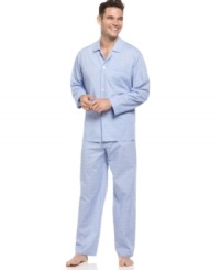 A great combination for at-home wear, this lightweight Club Room pajama set is a smart choice for any guy.