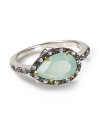 The garden serves as inspiration for this thorn-shaped cocktail ring from Elizabeth and James, accented by striking chalcedony and sapphire stones.