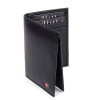 L Shape Trifold Mens Wallet Soft Lambskin Leather Secure Bill Section folds to the inside With ID Window Black