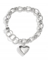 GUESS Silver-Tone Heart Charm Bracelet, SILVER