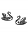 In haute water. Fossil's swan stud earrings are crafted from silver-tone stainless steel, with intricate detailing making the pair a stylish choice. Approximate width: 1 inch.