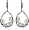 Judith Jack Sterling Silver, Marcasite and Cubic Zirconia Tear Drop Earrings