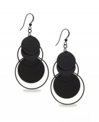 The perfect complement to your little black dress. Style&co.'s chic drop earrings feature circular black pailette in a mixed metal setting. Approximate drop: 3 inches.