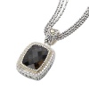 925 Silver, Smoky Quartz & Diamond Petite Pendant with 18k Gold Accents (0.25ctw)