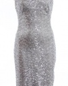 Lauren By Ralph Lauren Silver Shine Sequin Sleeveless Sheath Cocktail Dress 14