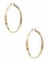 GUESS Gold-Tone Rhinestone Twisted Hoop Earrin, GOLD