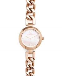 Your link to ladylike elegance. This Carolee watch sets the trend with rose-gold tones and a curb-link bracelet.