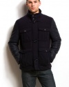 Armani Exchange Faux Leather Sleeve Toggle Coat