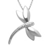 Sterling Silver Diamond Accent Dragonfly Pendant Necklace (I-J Color, I3 Clarity), 18