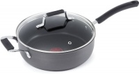 Jamie Oliver by T-fal C9423364 Nonstick Hard Anodized Thermo-Spot Heat Indicator 4.45-Quart Deep Saute Pan / Fry Pan Cookware, Black