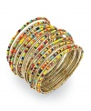 Bright and bold beadwork gives your look Brasilian inspiration! Vividly-hued glass seed beads adorn Lauren by Ralph Lauren's 22 bangle set. Crafted in 14k gold-plated mixed metal. Approximate diameter: 2-5/8 inches.