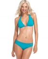 Logo details give MICHAEL Michael Kors' underwire halter bikini top an understand, chic look.