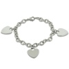 Ladies Dangling Triple Heart Charm Bracelet In Stainless Steel