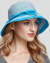 Aqua Ribbon Cloche with Multi Stripes