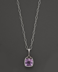 Badgley Mischka Amethyst Pendant Necklace With White And Brown Diamonds, 18