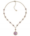 Lend a lovely look with this glittering plastic stone pendant by Carolee. Crafted in 12k gold-plated mixed metal. Approximate length: 16 inches + 2-inch extender. Approximate drop: 1-1/2 inches.