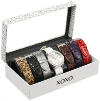 XOXO Women's XO9054 Seven Color Croco Interchangeable Strap Set Watch