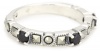 Judith Jack Geometric 2 Sterling Silver and Marcasite Accented with Onyx Stones Stackable Rings