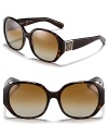 Glam it up in these oversized rounded square sunglasses with large logo plaque detail at temples.