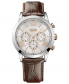 Rose-gold Roman numerals lend a vintage feel to this chronograph timepiece by Hugo Boss.