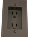 Leviton 689-E 15 Amp 1-Gang Recessed Duplex Receptacle, Residential Grade, with Screws Mounted to Housing, Black