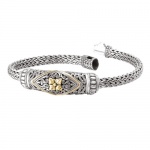 925 Silver Filigree Flower Scroll Bracelet with 18k Gold Accents- 7.5 or 8.5 IN