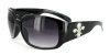 Fleur-de-Lis Bifocal Sunglasses with Genuine Swarovski Crystals for Modern, Youthful Women Who Need to Read in the Sun. (Black/Smoke +2.00)