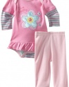 Bon Bebe Baby-girls Newborn I'm So Pretty 2 Piece Pant Set, Pink/Aqua, 6-9 Months