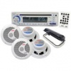 Pyle PLCD8MRKT Complete Marine Water Proof 4 Speaker CD/USB/Mp3/Combo w/ Stereo Cover (White)