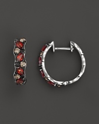 Badgley Mischka Garnet And Brown Diamond Hoop Earrings