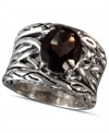 Bohemian bliss. EFFY Collection's chic cocktail ring features an oxidized sterling silver band with an intricate woven pattern and an oval-cut smokey quartz (4-1/10 ct. t.w.) center stone. Approximate width: 9/10 inch. Size 7.