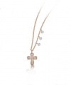 Meira T 14K Rose Gold & Diamond Delicate Cross with Bezel Diamond Accents Necklace