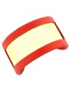 Stunning and stylish. BCBGeneration's cuff bracelet is crafted from gold-tone mixed metal and coral-colored PVC for a contemporary look. Approximate length: 6 inches. Approximate diameter: 2-1/2 inches.