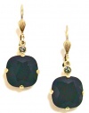 Catherine Popesco 14K Gold Plated Square Jet Swarovski Crystal Dangle Earrings