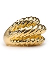 No wardrobe is complete without a cocktail ring, and this triple ridged 22-karat gold style from Kenneth Jay Lane is a standout choice.