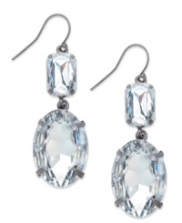 Make a sparkling statement. These drop earrings from Bar III are crafted from hematite-tone mixed metal with acrylic crystal stones providing a glamorous touch. Approximate drop: 2 inches.